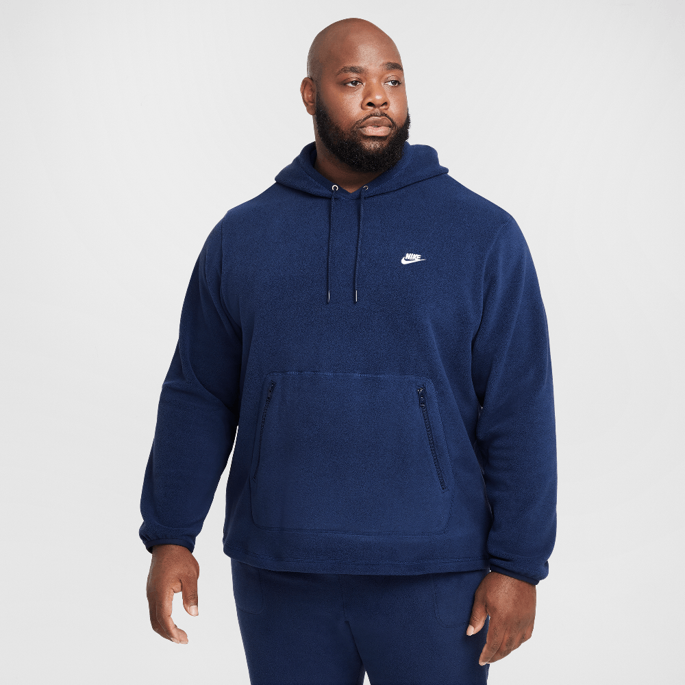 Sweat à capuche Nike Club Winterized pour homme – Bleu nuit/Blanc