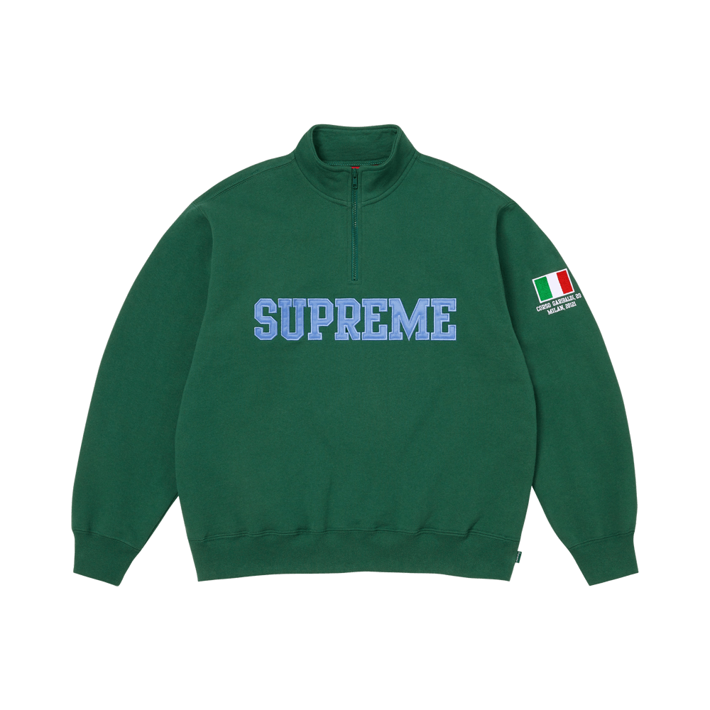 Supreme Shop Flag Half Zip Pullover « Dark Green Milan »