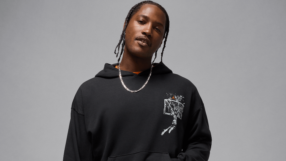 Jordan Brooklyn Men's Oversized Pullover Hoodie Black/Starfish